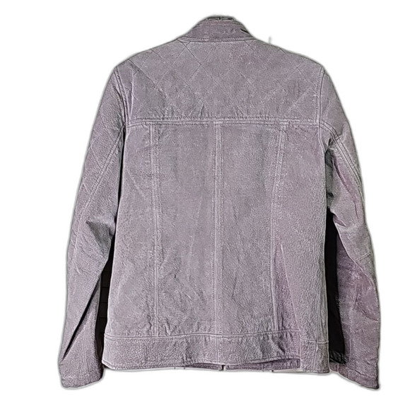 Suede Jacket by Ruff Hewn Gray Size Medium 2 Front Slit Pockets Zip Closure - Picture 4 of 6